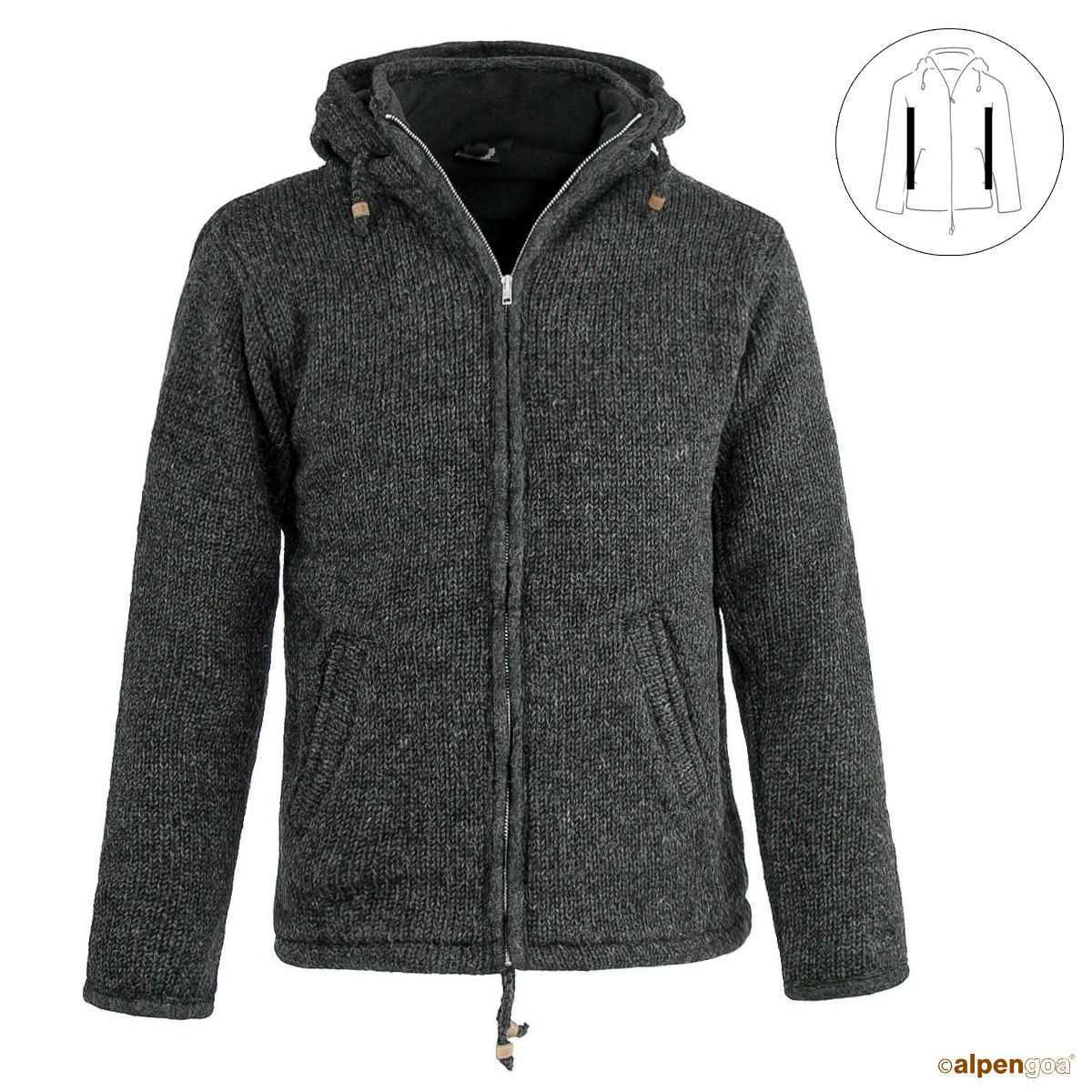 Wolljacke aus Schafwolle Modell Max Anthrazit